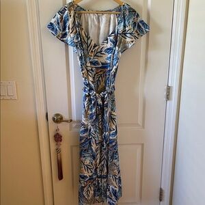 Tommy Bahama Tropical Blue and White Midi Dress